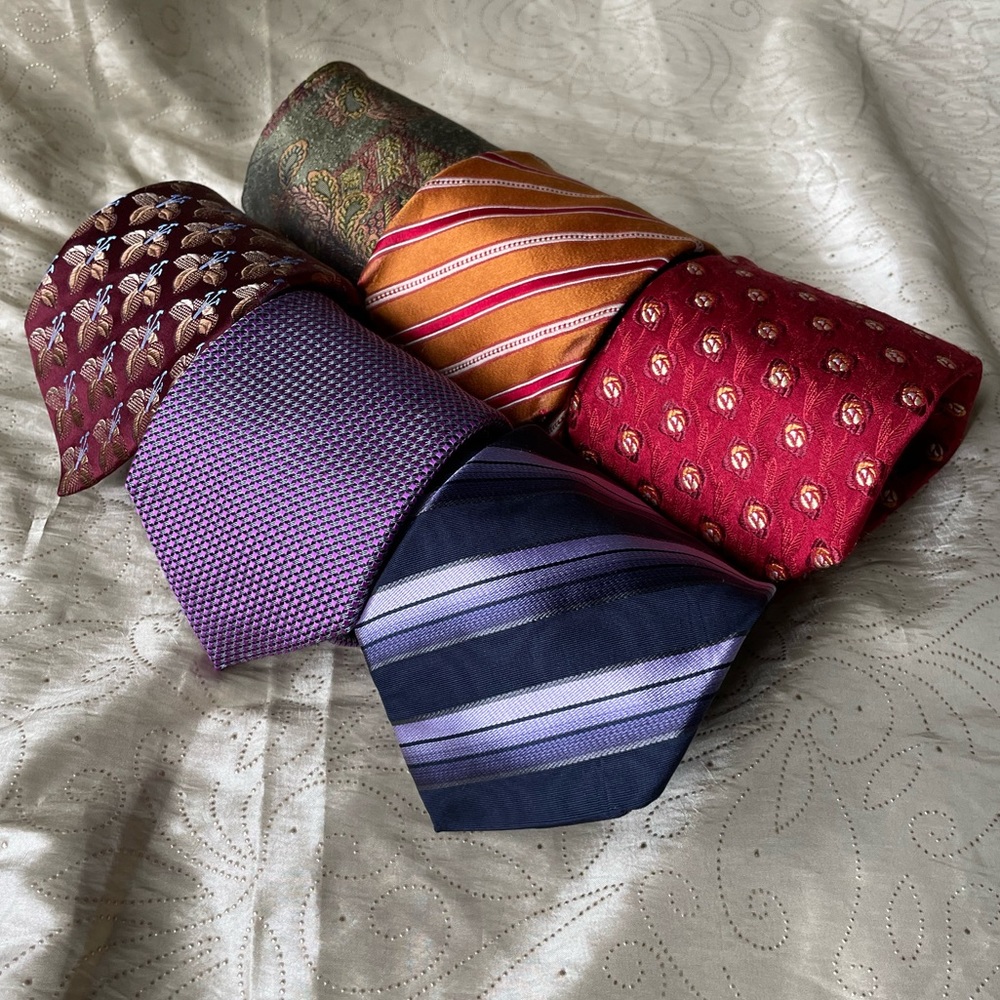 Lot of 6 Ermenegildo Zegna silk ties, EUC & VGUC